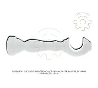 Coppia supporti bastone tende in legno bianco Ø 35 mm 25 cm a parete
