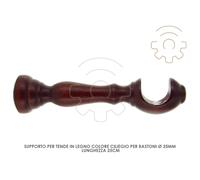 Coppia supporti per bastone tende in legno ciliegio Ø 35 mm 25 cm da parete