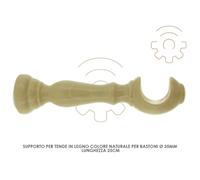 Coppia supporti per bastone tende in legno naturale Ø 35 mm 25 cm da parete