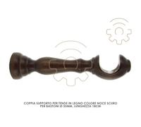 Coppia supporti per bastone tende in legno noce scuro Ø 35 mm 18 cm da parete