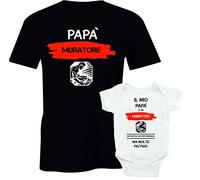 Coppia T-Shirt e Body Festa del papà Maglietta Padre e Figlio papà Muratore Il Mio papà è Un Muratore Molto più Figo Idea Regalo Idea Regalo