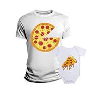 Coppia T-Shirt e Body neonato divertente Padre Figlio Festa del Papà Pizza lover love idea regalo maglietta papà