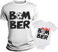 Coppia T-Shirt e Body neonato Festa del Papà divertente Padre Figlio Bomber MiniBomber idea regalo maglietta papà