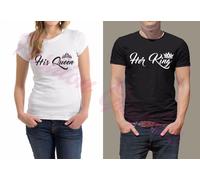 COPPIA T-SHIRT HER KING HIS QUEEN UOMO DONNA AMORE REGALO MATRIMONIO SHIRT