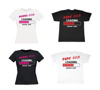 COPPIA T-SHIRT MAMMA E PAPA' LOADING UOMO DONNA NEONATO NASCITA PREMAMAN SHIRT