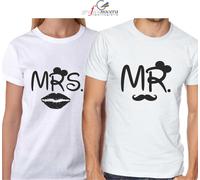 COPPIA T-SHIRT MR e MRS TOPOLINO MINNIE bianca o nera idea regalo fidanzati