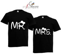 Coppia T-shirt MR e MRS Topolino Minnie bianca o nera regalo fidanzati