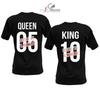 COPPIA T-SHIRT "QUEEN/KING" CON NUMERO SCELTA maglia nera amore coppia love