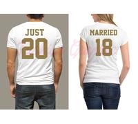 COPPIA T-SHIRT SPOSI JUST MARRIED ANNO MATRIMONIO UOMO DONNA ORO ARGENTO SPOSA