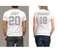 COPPIA T-SHIRT SPOSI JUST MARRIED ANNO MATRIMONIO UOMO DONNA ORO ARGENTO SPOSA