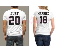 COPPIA T-SHIRT SPOSI JUST MARRIED ANNO MATRIMONIO UOMO DONNA ORO ARGENTO SPOSA
