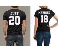 COPPIA T-SHIRT SPOSI JUST MARRIED ANNO MATRIMONIO UOMO DONNA ORO ARGENTO SPOSA