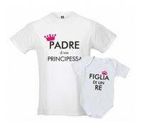 Coppia T-shirt tutina padre figlia Padre di un principessa figlia di un re FPTB