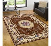 Coppia Tappeti AUBUSSON MARRONE in ciniglia multiuso lavabili antiscivolo cm.65x110 (Set 2 pezzi)