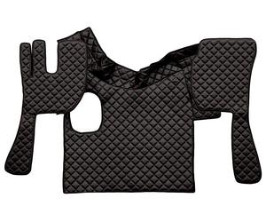 COPPIA TAPPETI + COPRICOFANO ECOPELLE NERO E ROSSO VOLVO FH 2002 AL 2012 MANUALE