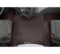 COPPIA TAPPETI COPRICOFANO IN ECOPELLE NERA ROSSA RENAULT T RANGE NIGHT SLEEPER