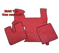 COPPIA TAPPETI + COPRICOFANO IN ECOPELLE ROSSA MAN TGX CAMBIO MANUALE