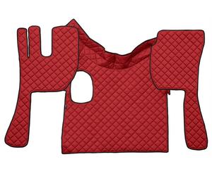 COPPIA TAPPETI + COPRICOFANO IN ECOPELLE ROSSA VOLVO FH DAL 2002 AL 2012 MANUALE