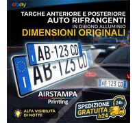 COPPIA TARGHE auto Anteriore e Posteriore stampate catarifrangenti Decorativa