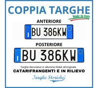 COPPIA TARGHE auto Anteriore e Posteriore stampate IN RILIEVO Targa Decorativa