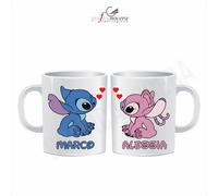 Coppia Tazze Stitch e Angel con Nomi Personalizzati idea regalo San Valentino