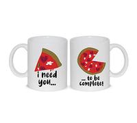 Coppia Tazze Tazza Mug Pizza I Need You To Be Complete Tu Mi Completi Cuore Amore Love 2 Tazze Fidanzati Sposi Coppie Thè/Latte - Idea Regalo Anniversari San Valentino