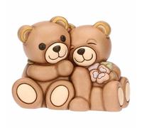 Coppia Teddy primavera in ceramica con fiore