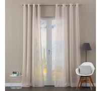 COPPIA TENDA CONFEZIONATA SEMITRASPARENTE BEIGE CON OCCHIELLI LINEA ORO