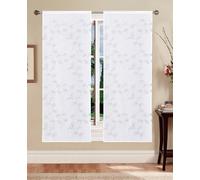 Coppia tende arredamento tendine cucina salotto bianchi ricamate EGLE GRIGIO