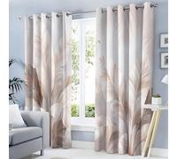 Coppia Tende Oscuranti Morbide con Stampa Silhouette Di Foglia Di Banano Pianta Tropicale, Tende Termiche per Interni Soggiorno Camera da Letto con Occhielli 2 Pannelli (Bianco, 140L x 260A cm )