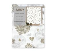 Coppia TENDINA a vetro Cuore Beige larga cm. 60 da Finestra e da Porta - COPPIA (2 TELI) CM. 60X150