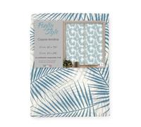 Tex family Coppia TENDINA a vetro FOGLIA STYLE BLU larga cm. 60 da Finestra e da Porta - COPPIA (2 TELI) CM. 60X240