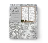 Coppia TENDINA a vetro TOILES DE JOUY Grigio larga cm. 60 da Finestra e da Porta - COPPIA (2 TELI) CM. 60X240