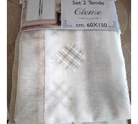 Coppia tendine a vetro per finestra più misure e colori ricamate pronte all'uso