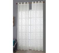 Coppia Tendoni Bianchi Semitrasparenti Salotto Tende Camera da Letto Ricamate Misura 140x290 cm Colore Naturale MOD. Sue H3
