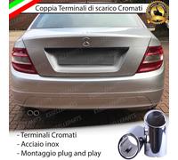 COPPIA TERMINALE SCARICO CROMATO LUCIDO MERCEDES CLASSE C W204 SCARICO DOPPIO