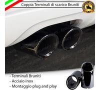 COPPIA TERMINALE SCARICO NERO BRUNITO LUCIDO ACCIAIO INOX AUDI A3 8V SPORTBACK