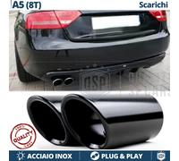 Coppia TERMINALI di Scarico per AUDI A5 8T 8F NERI in ACCIAIO Inox Plug & Play
