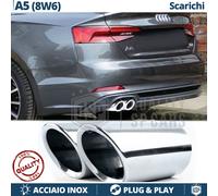 Coppia TERMINALI di Scarico per AUDI A5 8W6 CROMATI in ACCIAIO Inox Plug & Play