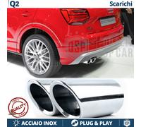 Coppia TERMINALI di Scarico per AUDI Q2 CROMATI in ACCIAIO Inox Clip Plug & Play