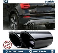 Coppia TERMINALI di Scarico per AUDI Q2 NERI in ACCIAIO Inox Clip Plug & Play