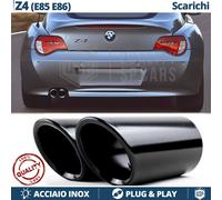 Coppia TERMINALI di Scarico per Bmw Z4 E85 E86 Neri in ACCIAIO Inox Plug & Play