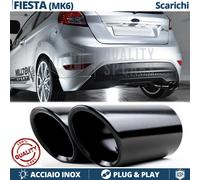 Coppia TERMINALI di Scarico per FORD FIESTA ST Mk6 NERI in Acciaio Inox a Clip