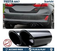 Coppia TERMINALI di Scarico per FORD FIESTA ST Mk7 NERI in ACCIAIO Inox Clip