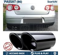 Coppia TERMINALI di Scarico per VW PASSAT B6 NERI in ACCIAIO Inox Clip Plug&Play