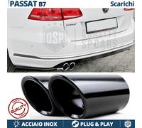 Coppia TERMINALI di Scarico per VW PASSAT B7 NERI in ACCIAIO Inox Clip Plug&Play