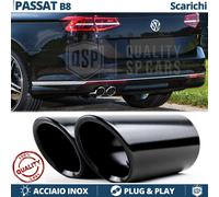 Coppia TERMINALI di Scarico per VW PASSAT B8 NERI in ACCIAIO Inox Clip Plug&Play