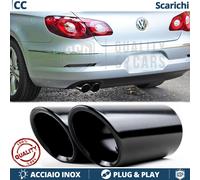 Coppia TERMINALI di Scarico per VW PASSAT CC Neri in ACCIAIO Inox Plug & Play