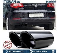 Coppia TERMINALI di Scarico per VW TIGUAN 5N 07-11 Neri in ACCIAIO Inox Clip