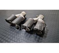 COPPIA TERMINALI DUPLEX CODINO AUTO INOX CARBONIO DOPPIO TONDO USCITE DISASSATE